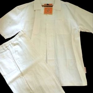 MEN'S 2 PIECE LINEN/RAYON BLEND SHORT SET (XXL) NWT